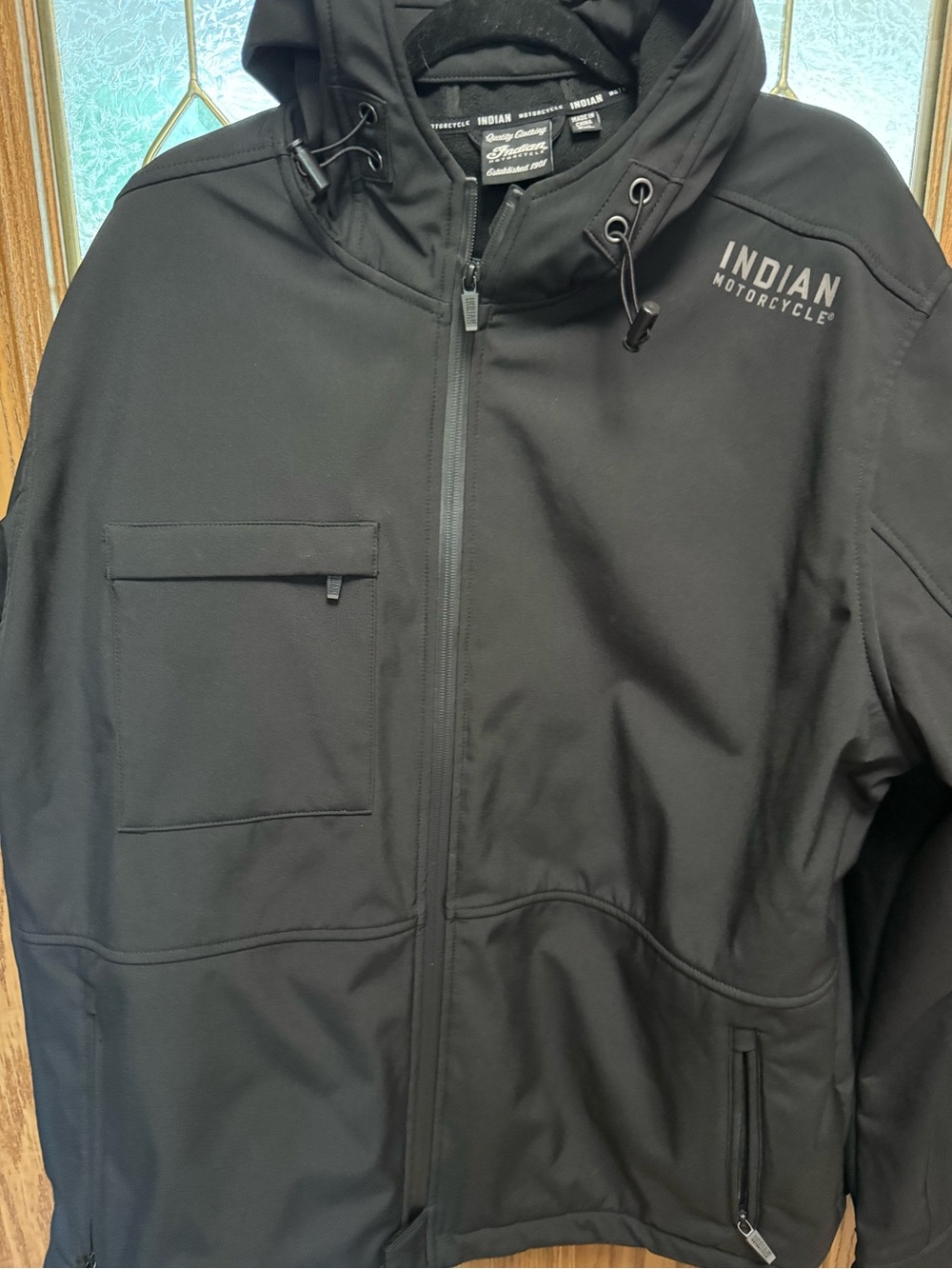 Indian Motorcycle Men's Black Performance Hooded Jacket - Water-Resistant